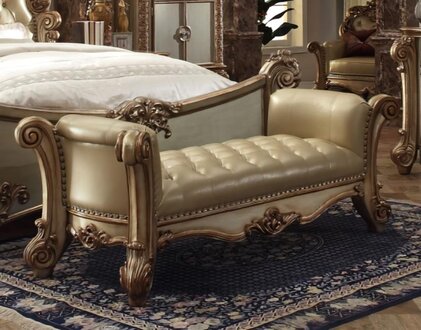 Luxus Bank Sitzbank Polsterbank Bettbank für Schlafzimmer Kunstleder