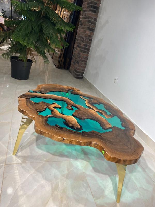 Couchtisch Sonderform Luxus Design Holz Braun Möbel Wohnzimmer Couchtische