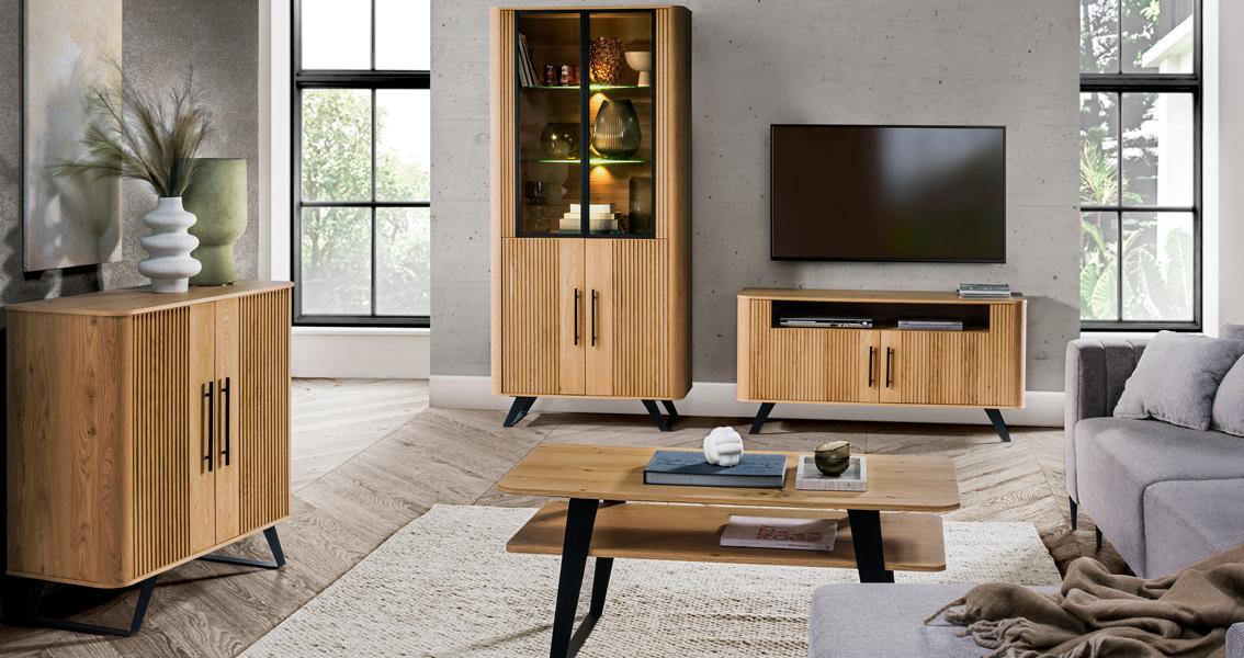Modern Luxuriöses Set TV Lowboard Sideboard Komplett Holzmöbel Wohnwand