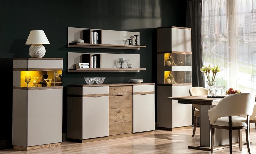 Komplett Esszimmer Designer Luxuriöses Holz Sideboard 2x Vitrine Set 5tlg