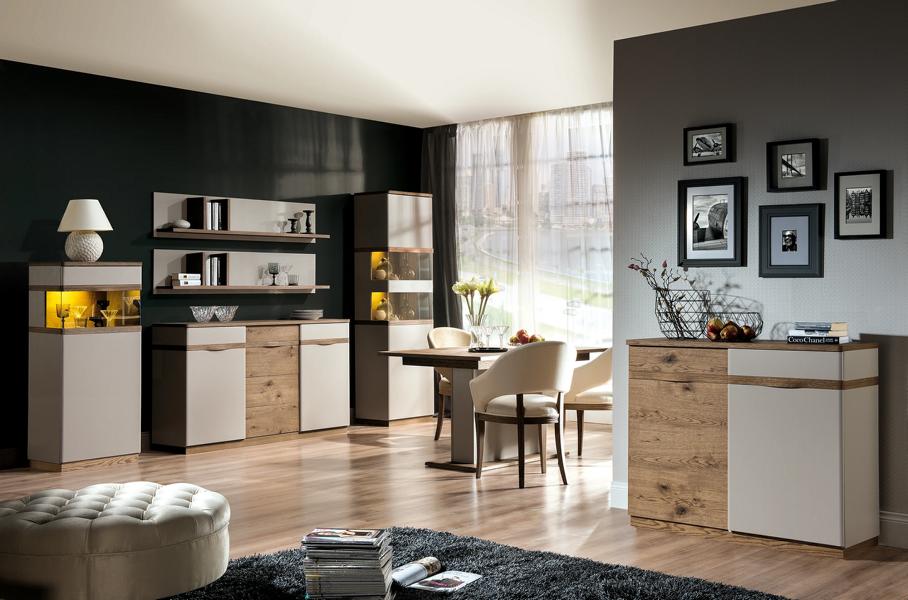 Esszimmer Holzmöbel Sideboard Komplett 2x Vitrine Komplett Set Luxuriöses