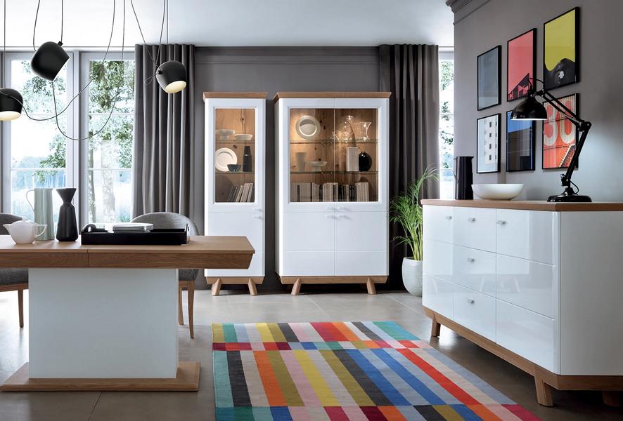 Esszimmer Set Sideboard Komplett 2x Vitrine Modern Holzmöbel Luxuriöses