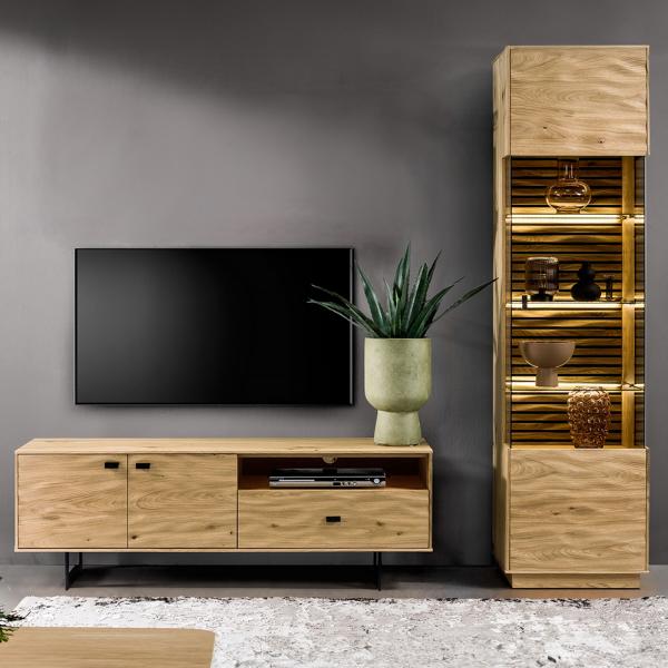 Luxuriöses TV-Lowboard Wohnzimmer Vitrine Braun Medienmöbel Set