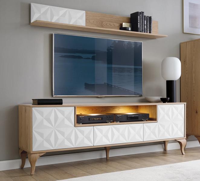 Luxuriöses Set TV-Lowboard Wohnzimmer Wandregal Medienmöbel Komplett