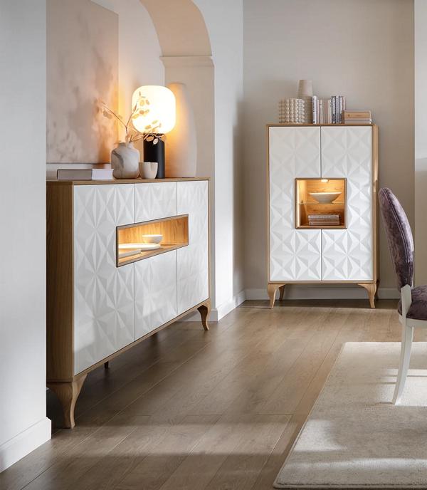 Modern Holzmöbel Sideboard Luxuriöses Schrank Highboard Vitrinenschrank