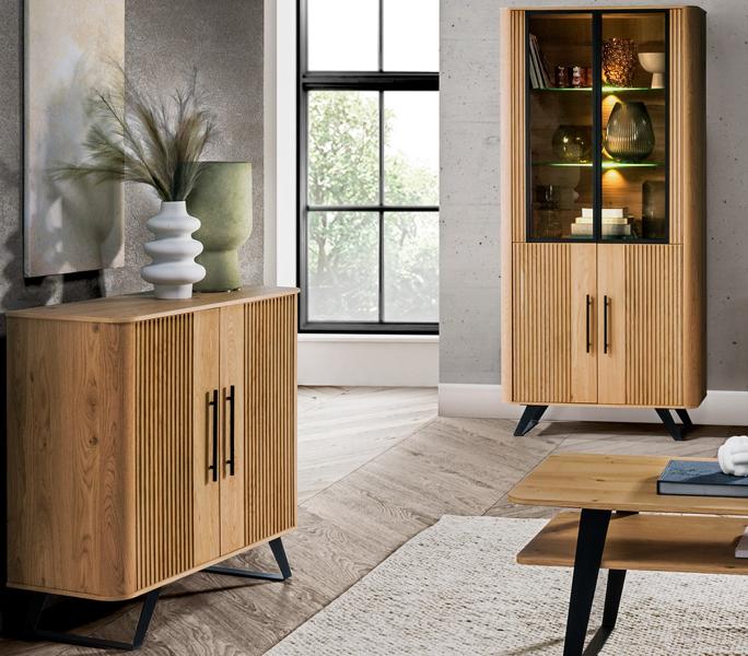 Wohnzimmer Set Holzmöbel Modern Vitrine Luxuriöses Sideboard Schrank