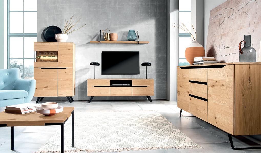 DesignerWohnwand Modern Holzmöbel TV-Lowboard Wohnzimmer Set 4tlg