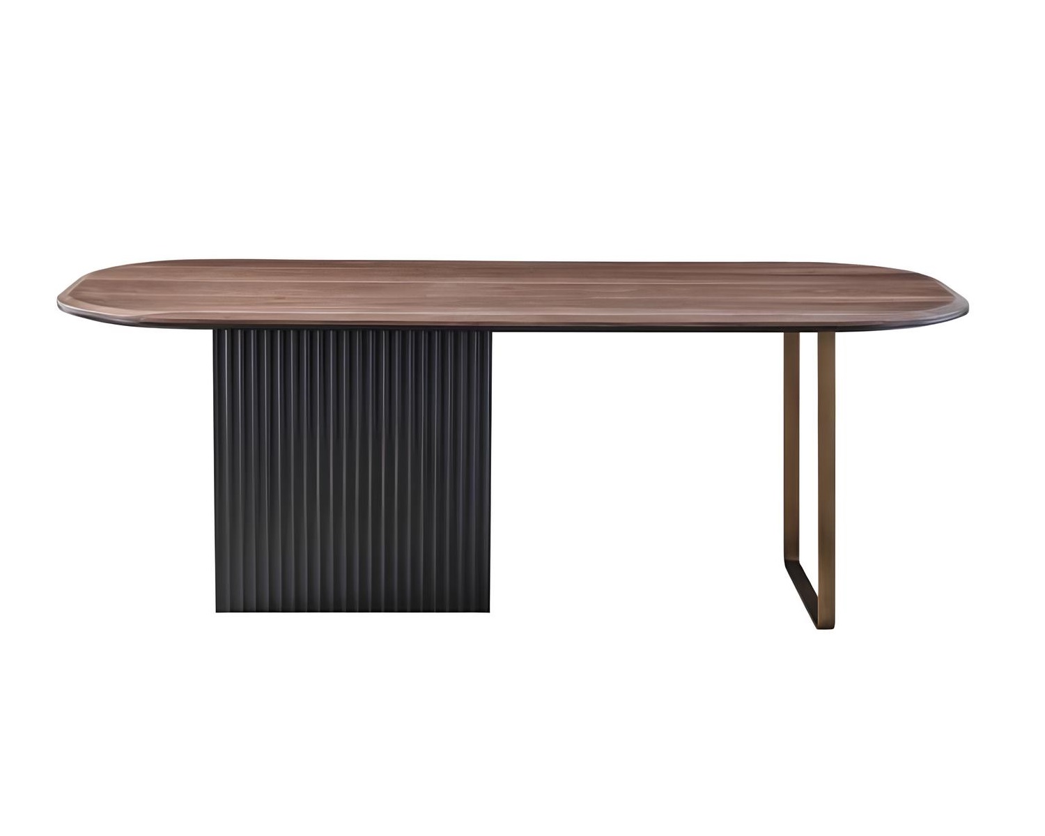 Brauner Holztisch Designer Esszimmer Möbel Halbrunder Edler Esstisch