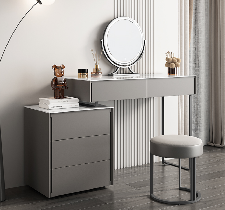 Grauer Schminktisch Designer Schlafzimmer Möbel Holz Luxus Frisiertisch