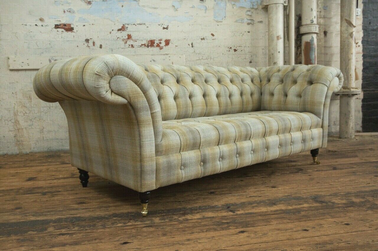 Chesterfield Couch Sofa Polster 3 Sitzer Couchen Sitz Garnitur Sofas Beige Neu