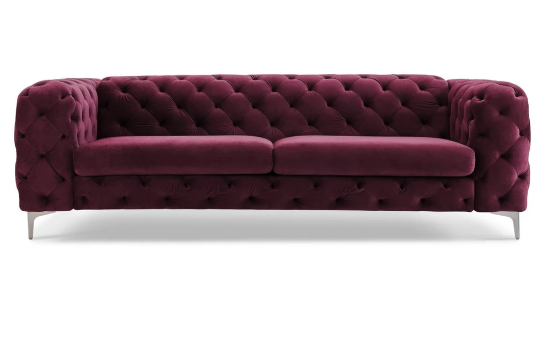Chesterfield Sofa Dreisitzer Burgund Kreative Möbel Textil Stoff Wohnzimmer Neu