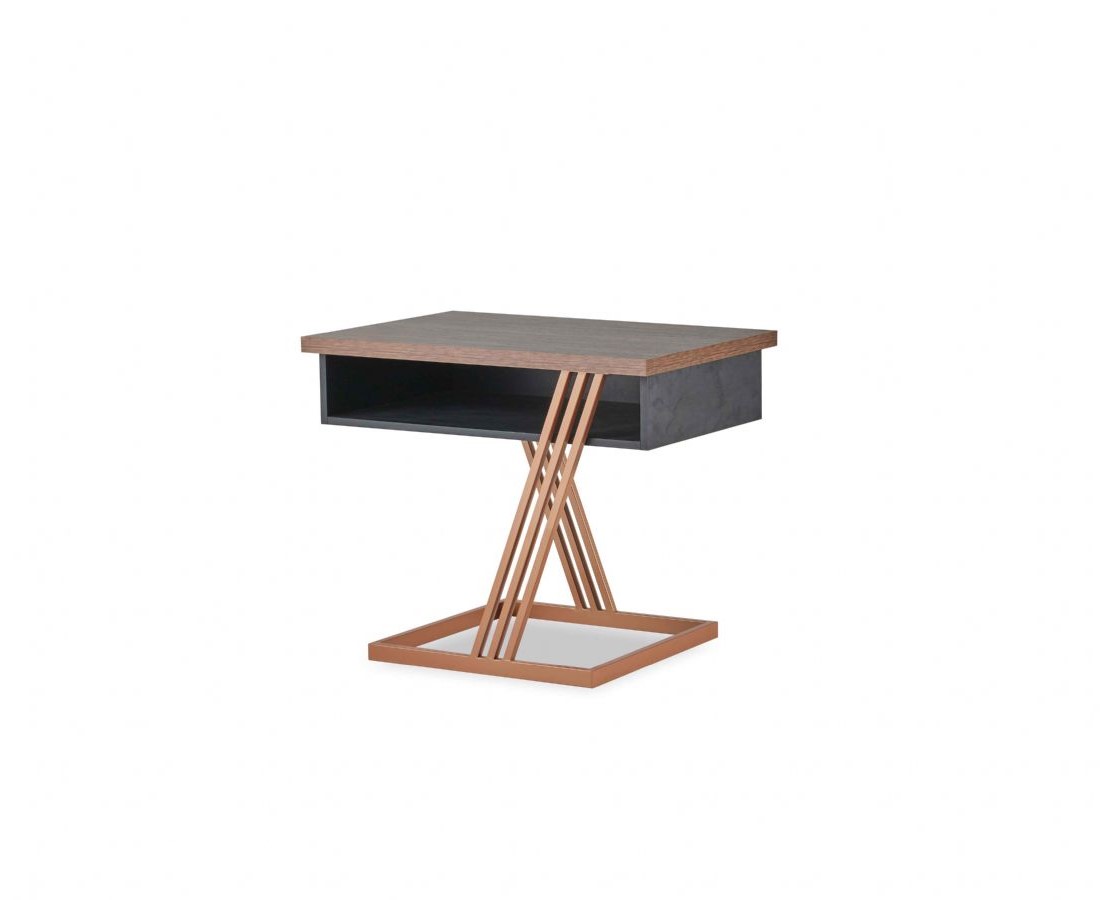 Beistelltisch Braun Schwarz Bronze Edelstahl Rechteckig Modern Einlegenboden