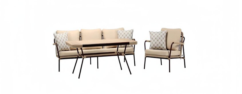 Outdoor Möbel Außenmöbel Sofa Gartenlounge Loungemöbel Terrassen Couch 3tlg