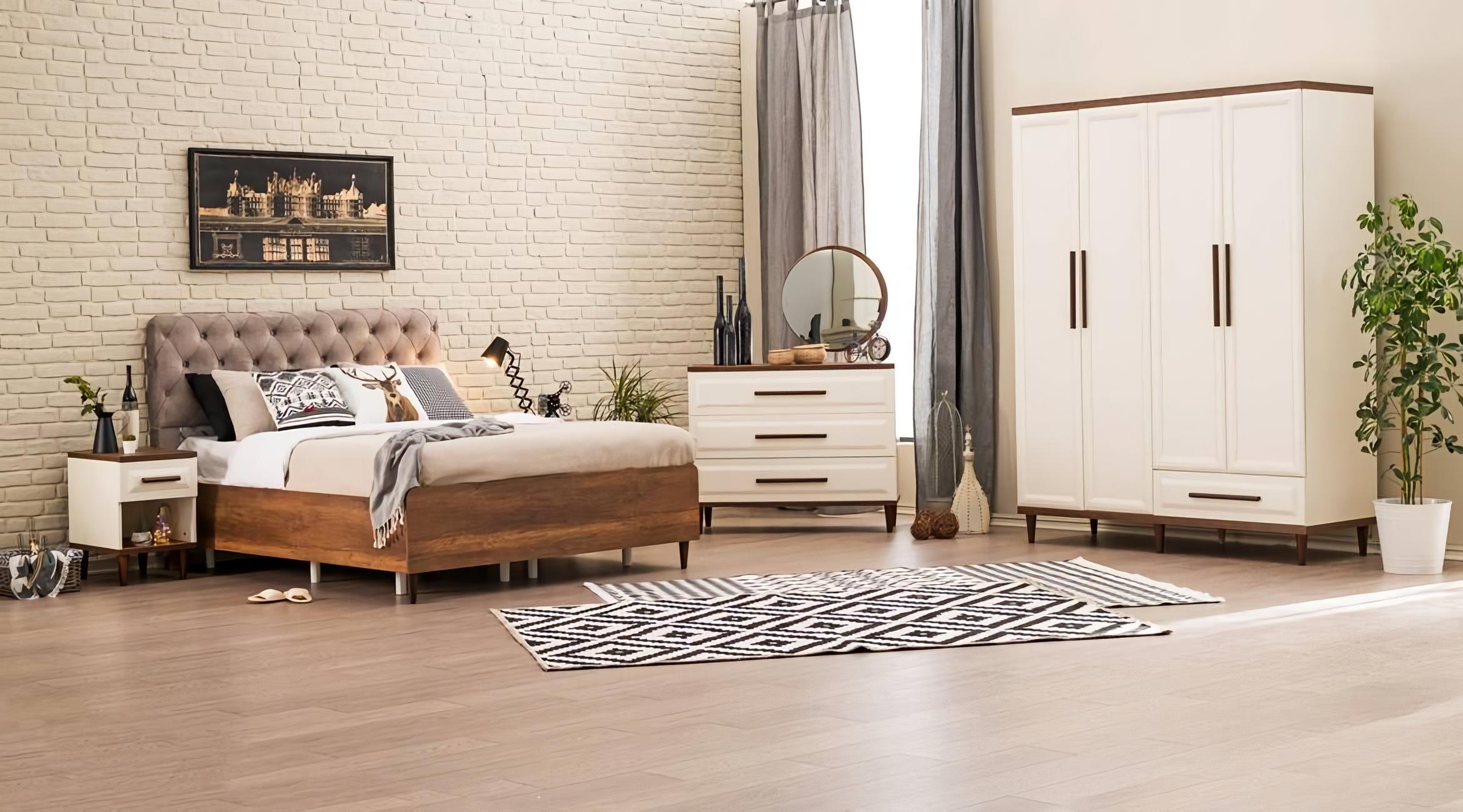 Luxus Schlafzimmer Set 6tlg Design Holzmöbel Bett 2x Nachttische Einrichtung
