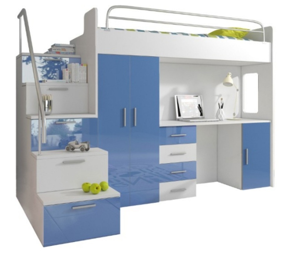 Doppelstockbett Etagenbett Jugendbett Blau Kinderzimmer Sofort
