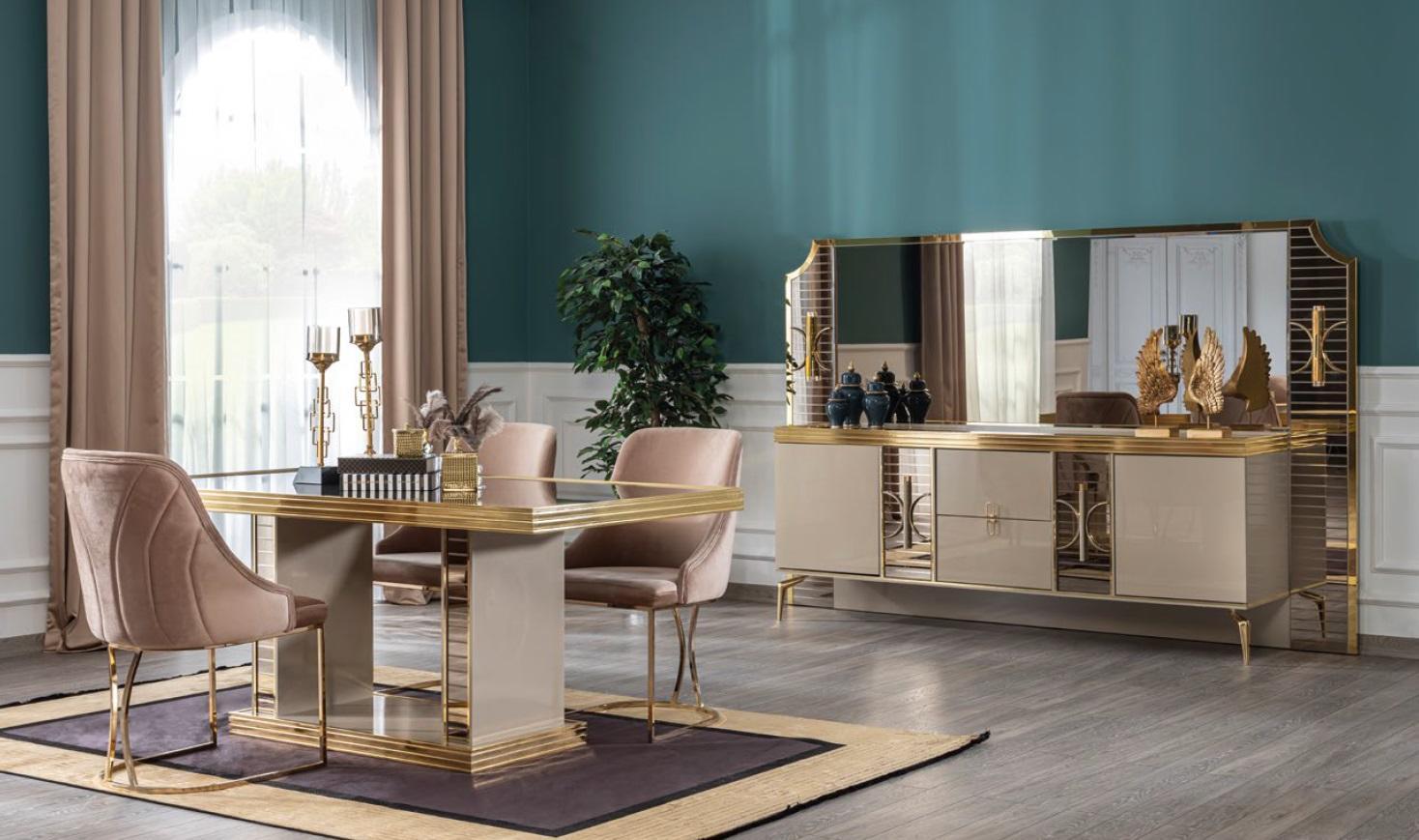 Esszimmer SetTisch 6x Stühle Anrichte mit Spiegel Garnitur Möbel Sofort