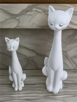 Designer-Figur einer Katze 2x Dekorative Skulptur Dekorative Statuette Figuren Sofort