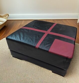 Fußhocker Hocker Lederhocker Polster Ottomane Schwarz Sofort lieferbar Sofort