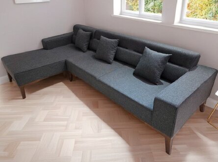 Luxus Graues L-Form Sofa Moderne Eckcouch Sitzecke Textil Möbel Sofort