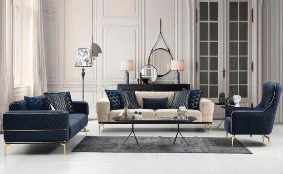 Sofagarnitur Sofa Luxus Sessel Sofas Dreisitzer 3+3+1+1 Sitzer Garnitur Modern