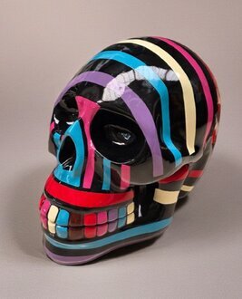 Design Skulptur Figur Schädel Statue Dekoration Mehrfarbig Sofort