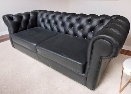 Schwarz Sofa 3-Sitzer Echtleder Modern Design Luxus Sofort