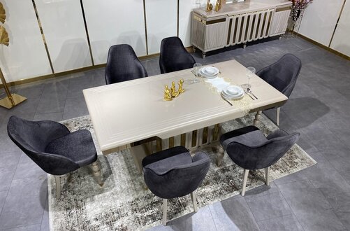 Luxus Esszimmer Set Esstisch + 6x Stühle Designer Set Essgruppe Garnitur