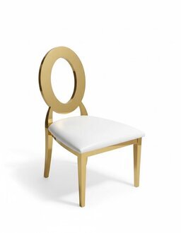 Gold-Weißer Luxuriöser Stuhl Hochstuhl Esszimmer Kunstlederstühle Holz Sofort