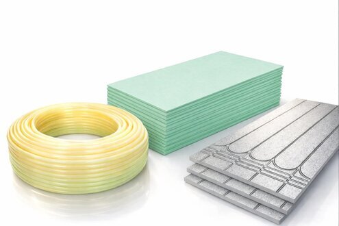 SET Fußbodenheizung – XPS-Platten 30 mm, Dämmung 3 mm, Heizrohr 16 × 2 mm