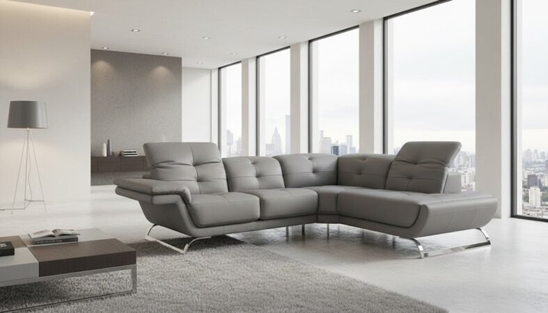 Multifunktion Couch Ecksofa Medien TV Sofa Couch Ledersofa Wohnlandschaft