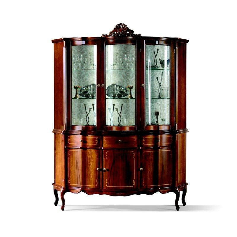 Klassische Möbel Holz Braun Vitrine Schicke Vitrineschrank Design Italienische Möbel