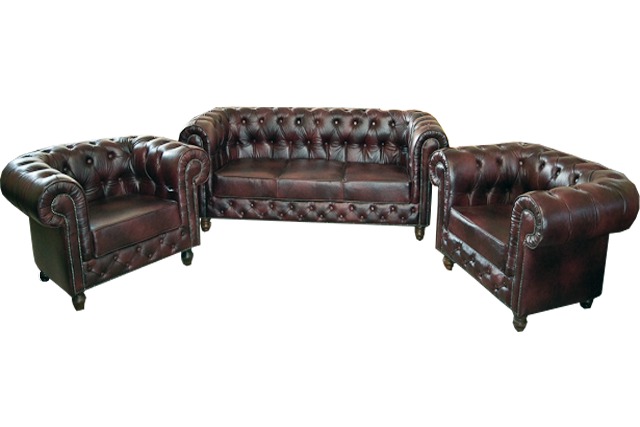 Chestefield SOFAGARNITUR LEDERSOFA SOFA POLSTER LEDER