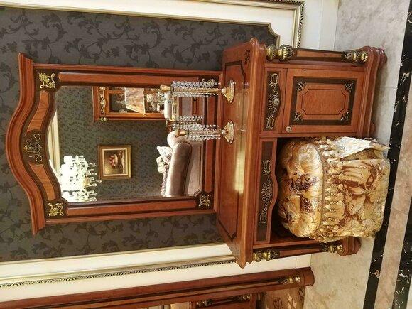 Luxus Klasse Barock Rokoko Schminktisch mit Spiegel Kommode Deko Konsolen