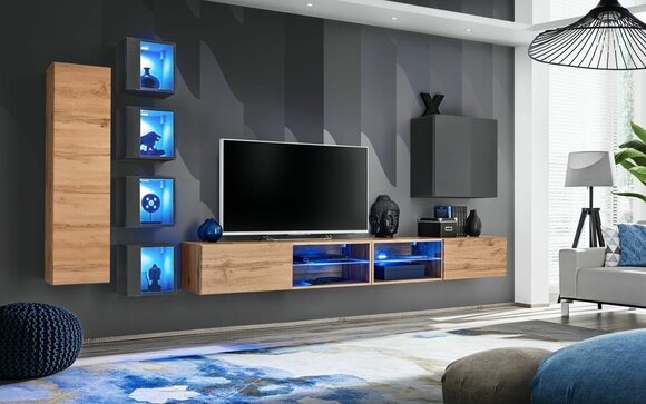Set Wohnwand 320 cm Wandschrank TV-Ständer Modern Sideboard Wohnzimmermöbel