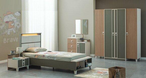 Komplette Kindermöbel Kinderbett Bett Holz Set 5tlg Kinderzimmer Grau