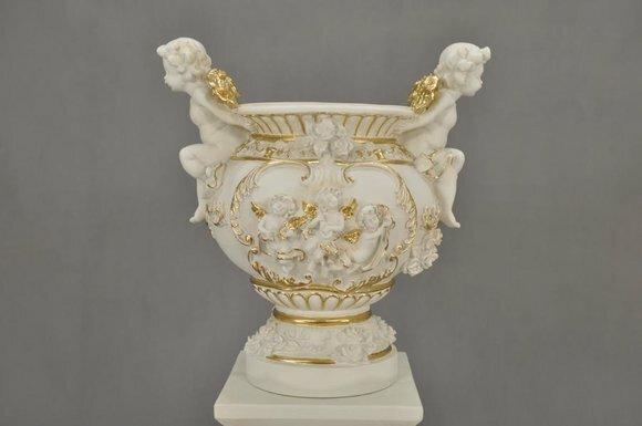 Design Blumen Topf Dekoration XXL Vase Dekorative Vasen Handarbeit Kelch
