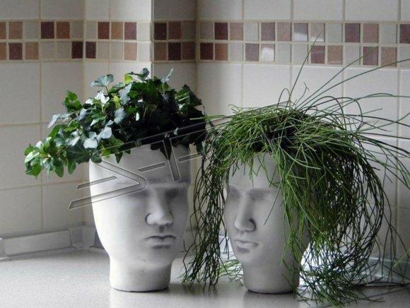 Design Blumentopf Top Planz Kübel Gefäß Figur Töpfe Deko Gesicht Skulptur