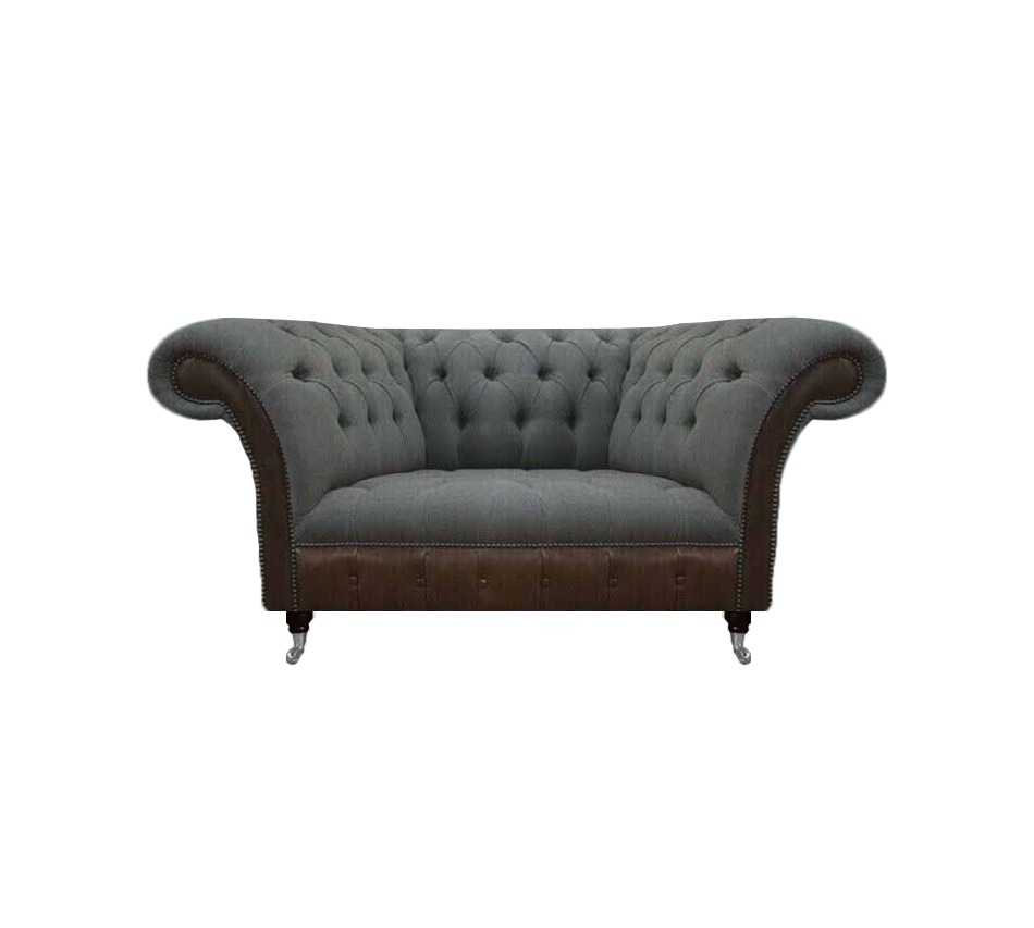 Wohnzimmer Grau-Brauner Chesterfield 2-Sitzer Textilcouchen Luxus Möbel