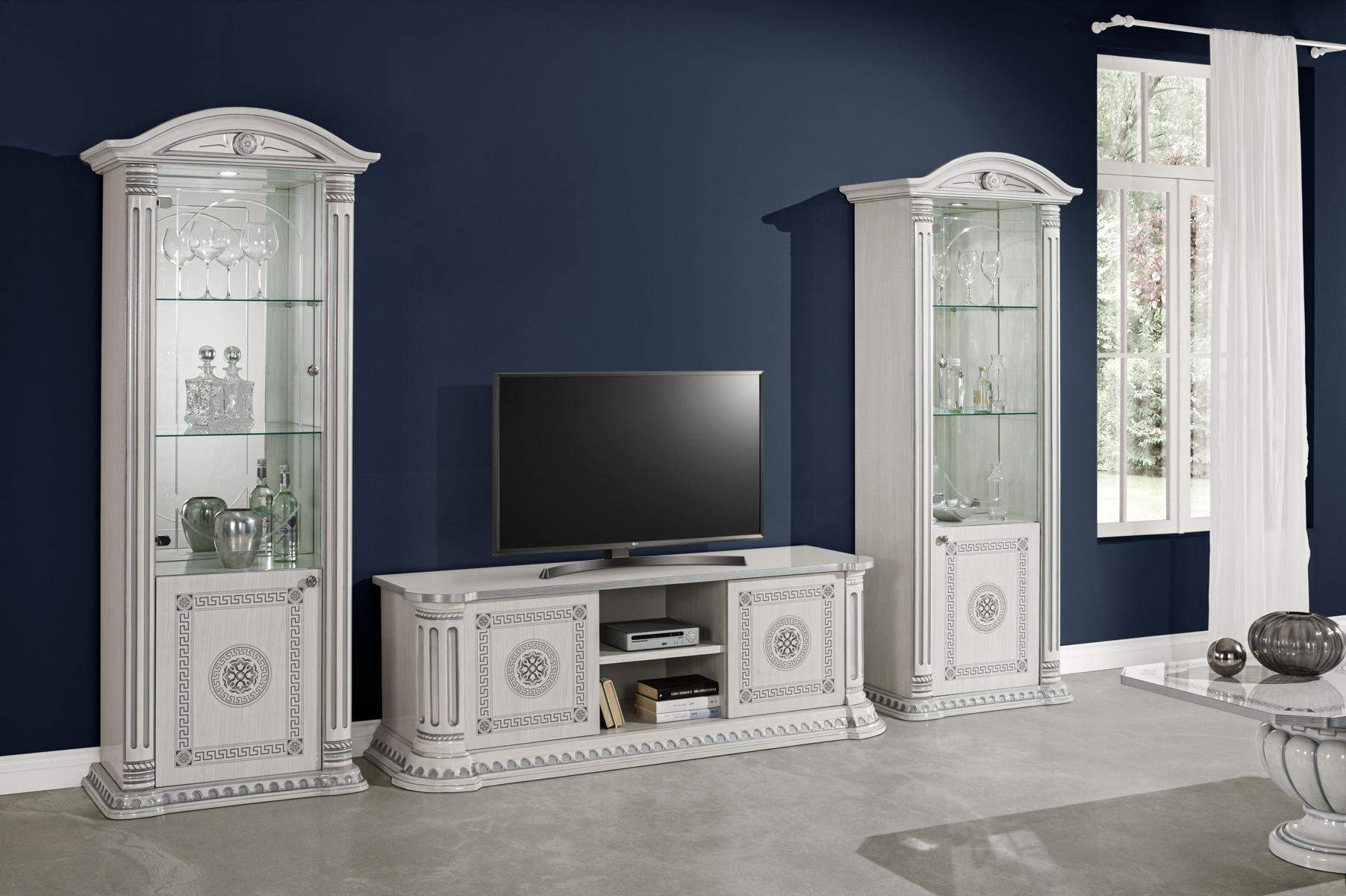 Wohnzimmer RTV Vitrine Gruppe Garnitur Holz TV Sideboard Lowboard Set 3tlg. Neu