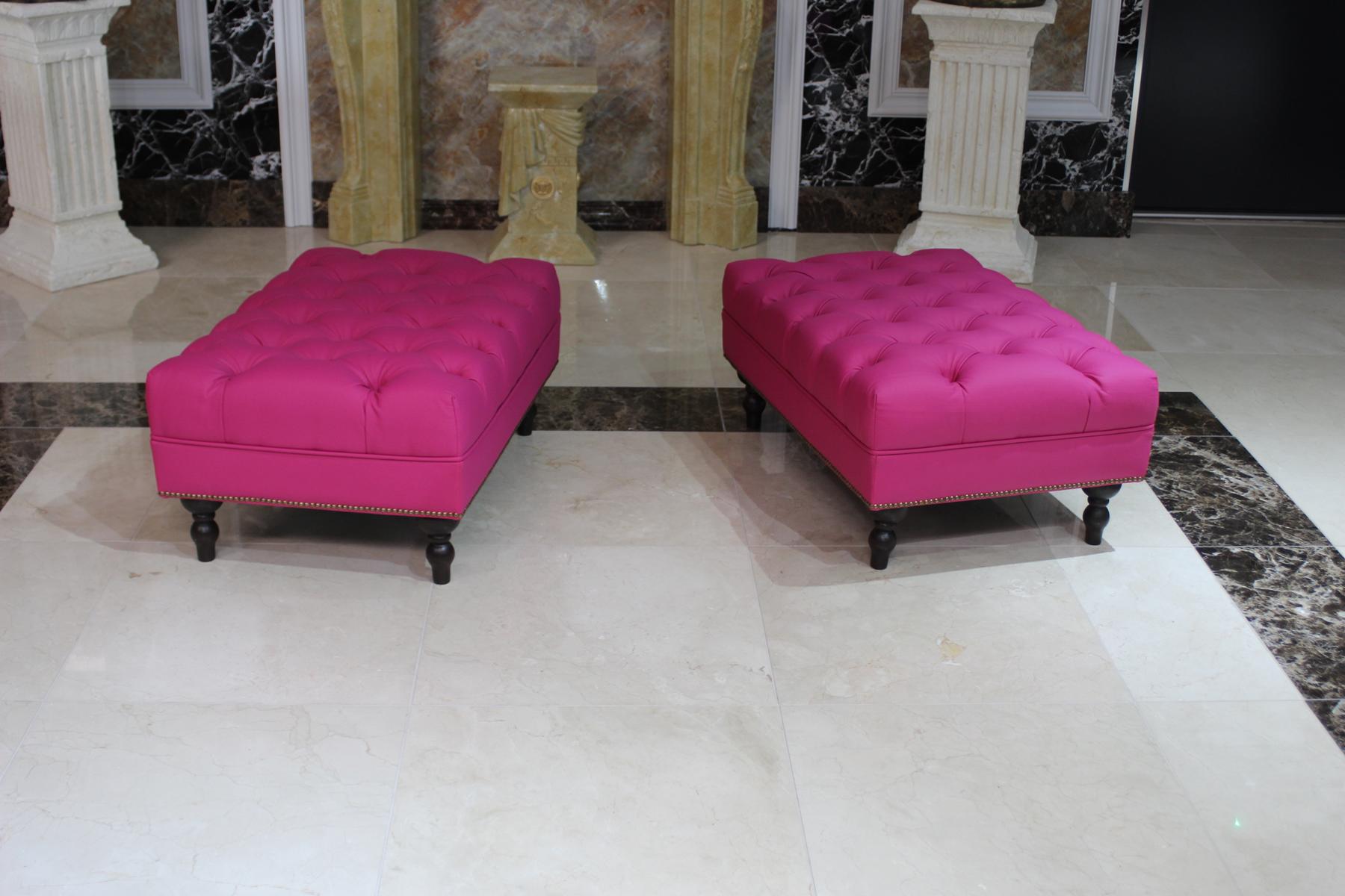 Hocker Pouffe Fußhocker Luxus Elegant Textil Neu Modern Rosa Soft Design Sofort