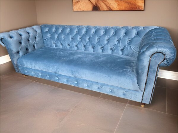 Design Wohnzimmer Luxuriöses Sofa 3-Sitzer Sofa Blau Textilien Sofort