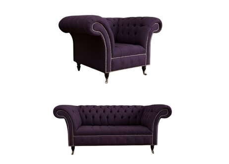 2+1 Sofagarnitur Chesterfield Textil Sofa Couchen Polster Set Garnituren