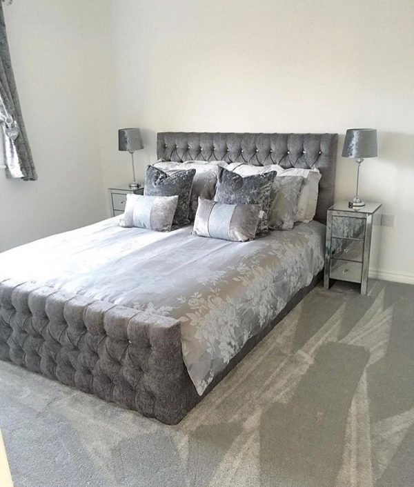 Polster Bett Schlafzimmer Chesterfield Designer Textil Leder 140/160/180/200 cm
