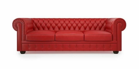 XXL Sofa 3 Sitzer Couch Chesterfield Polster Sitz Garnitur Rot Leder Textil