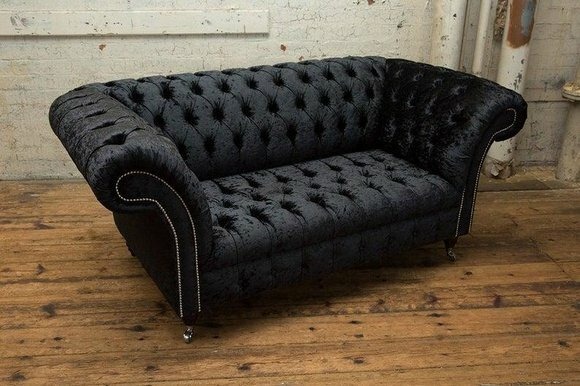 Chesterfield Sofa Fernseh Couch 2 Sitzer Luxus Textil Stoff Deko Couchen