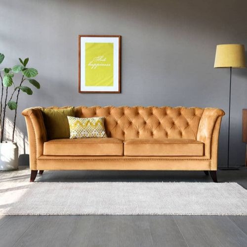 Design Chesterfield Sofagarnitur 3-Sitzer Textil Couch Polster Sofas