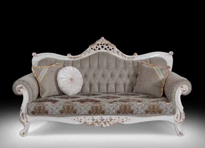 Design Sofa Polster Couch Weiß Garnitur Luxus Textil Sofas Chesterfield