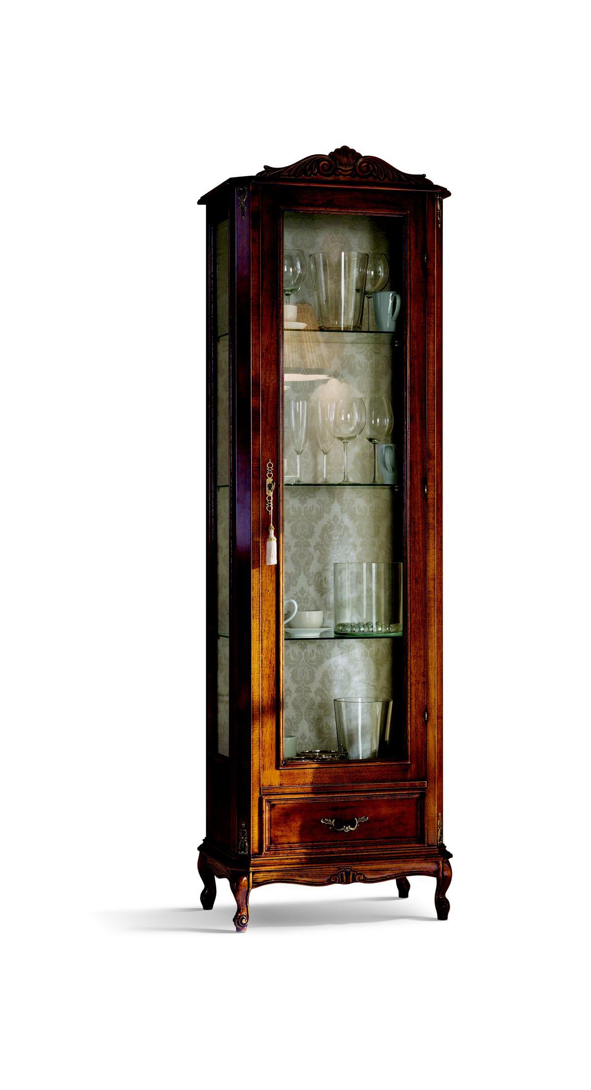 Designer Italienische Luxus Schicke Holz Möbel Barock Stil Schrank Vitrine Wohnzimmer