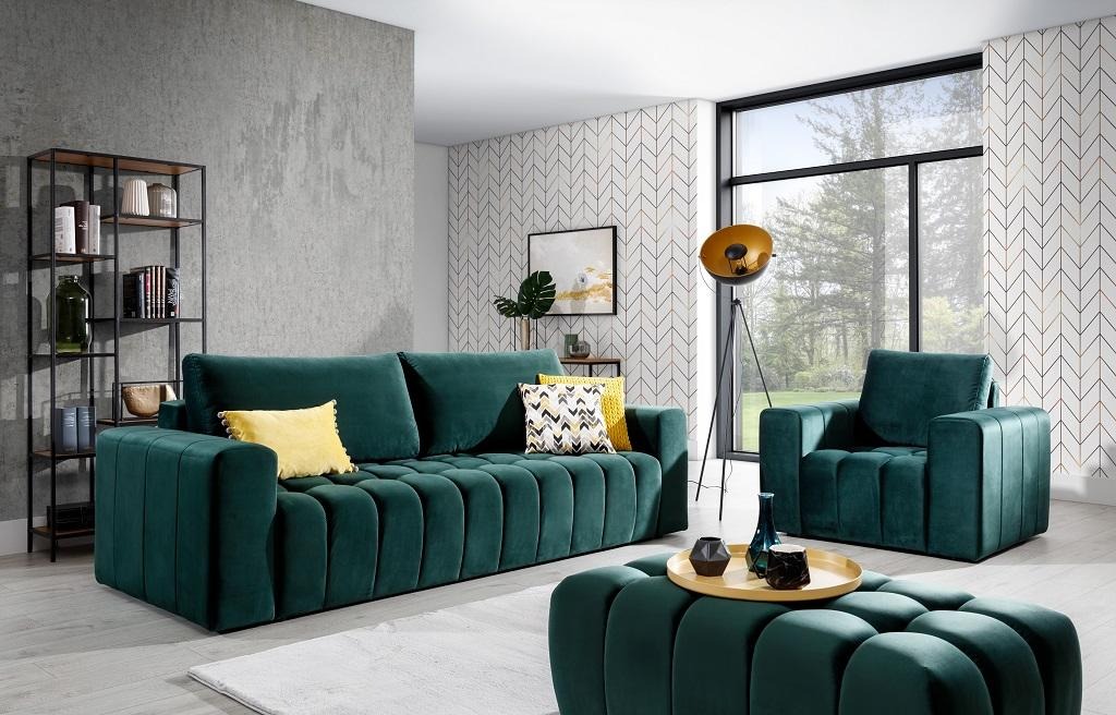 Sofagarnitur 3+1 Sitzer Hocker Garnituren Samt Stoff 3tlg Wohnzimmer Set Polster