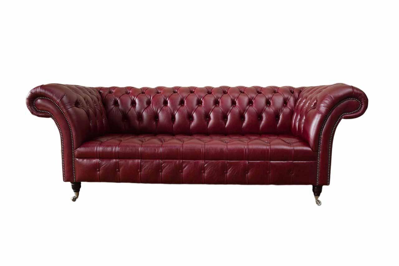 Chesterfield 3 Sitzer Leder Couch Polster Luxus Braun Sofa Möbel 230cm